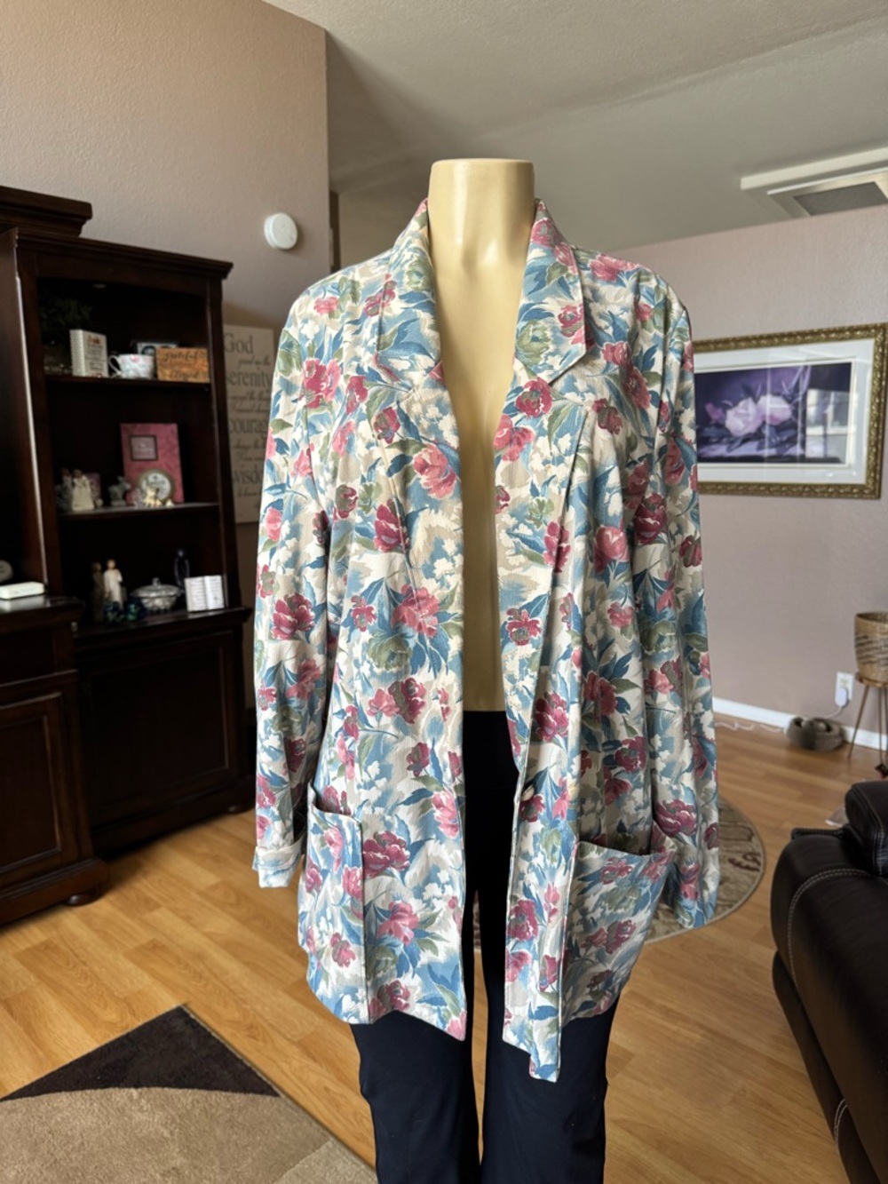 Cricket Lane floral long sleeve blazer/jacket w/pockets-size 18